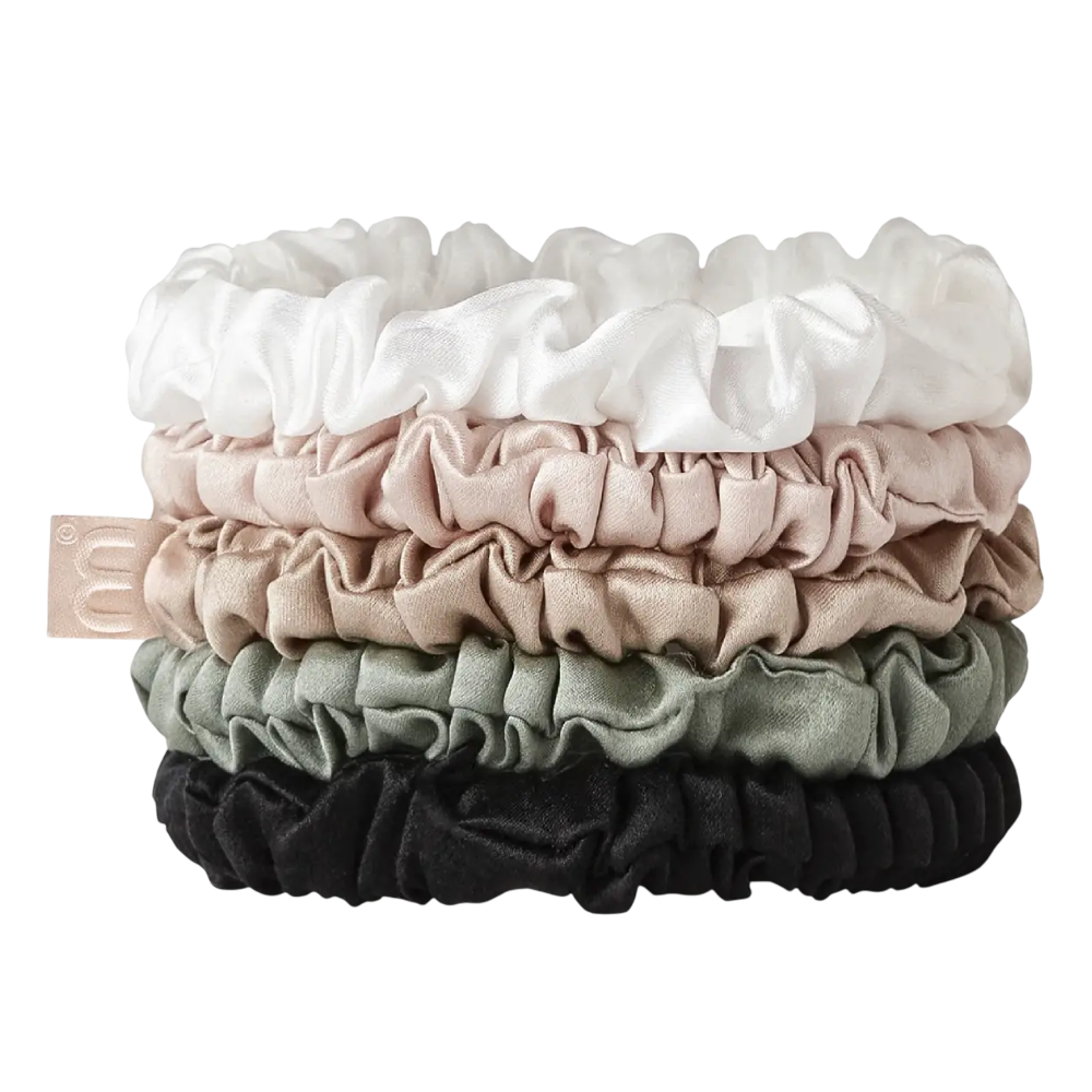 MON MOU Silk Slim Scrunchies Set - Набір із 5-ти тонких шовкових резинок 